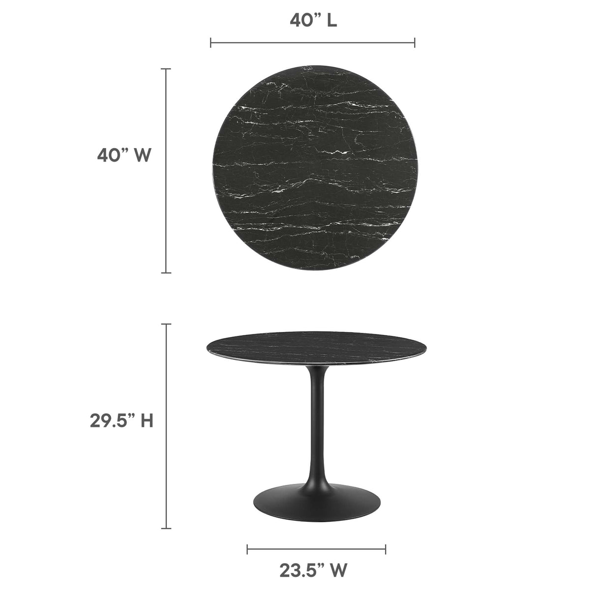 Lippa 40" Round Faux Marble Dining Table by Modway