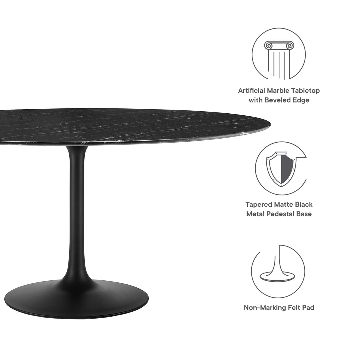 Lippa 60" Round Faux Marble Dining Table by Modway