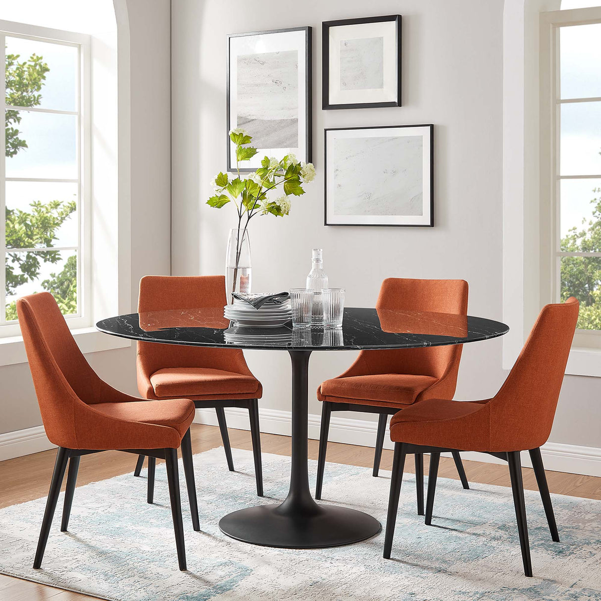 Lippa 60" Round Faux Marble Dining Table by Modway