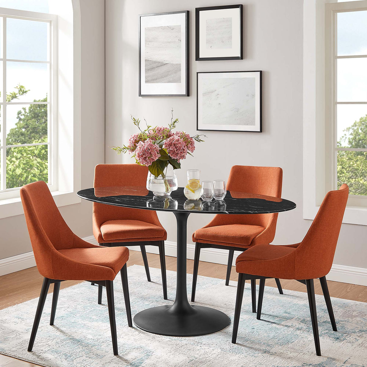 Lippa 60" Oval Faux Marble Dining Table by Modway