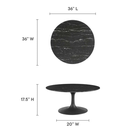 Lippa 36" Round Faux Marble Coffee Table by Modway