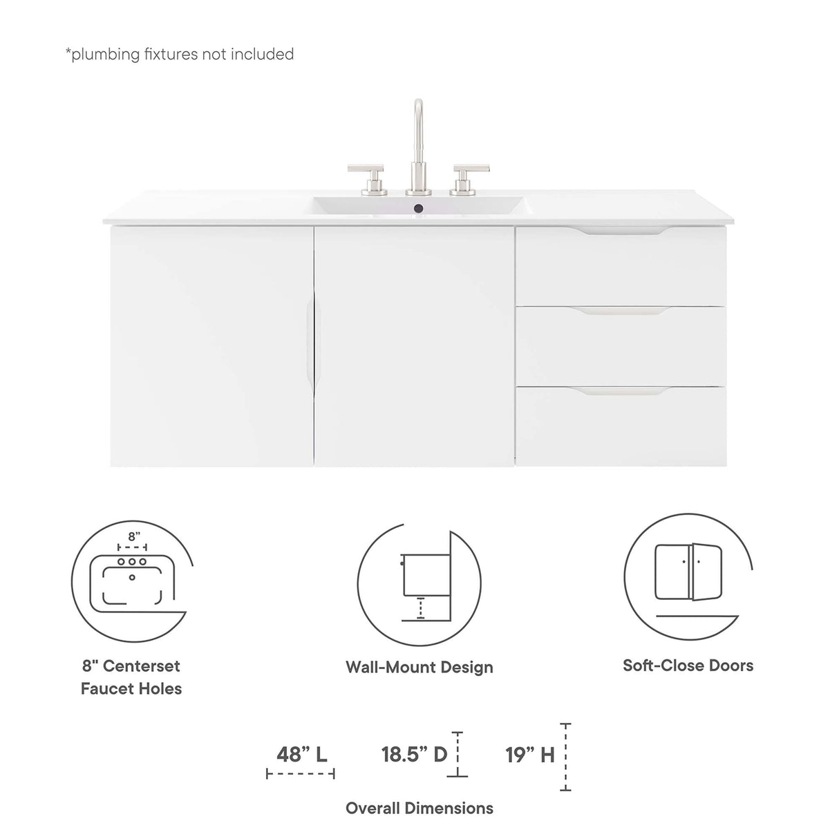 Vitality 48" Double or Single Sink Compatible Bathroom Vanity Cabinet by Modway