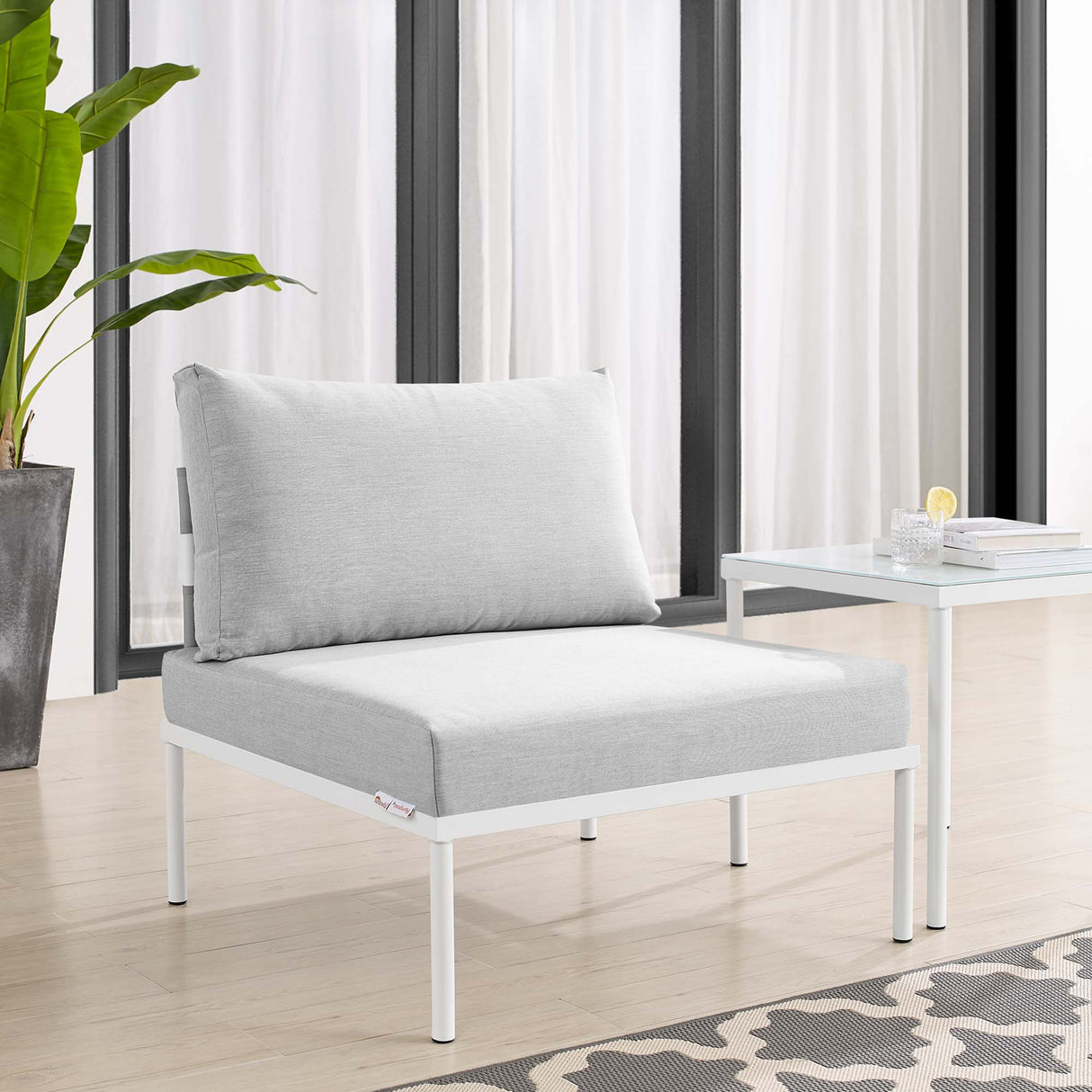 Harmony Sunbrella Outdoor Patio Aluminum Armless Chair by Modway