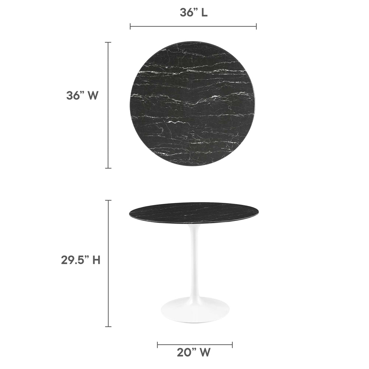 Lippa 36" Round Faux Marble Dining Table by Modway
