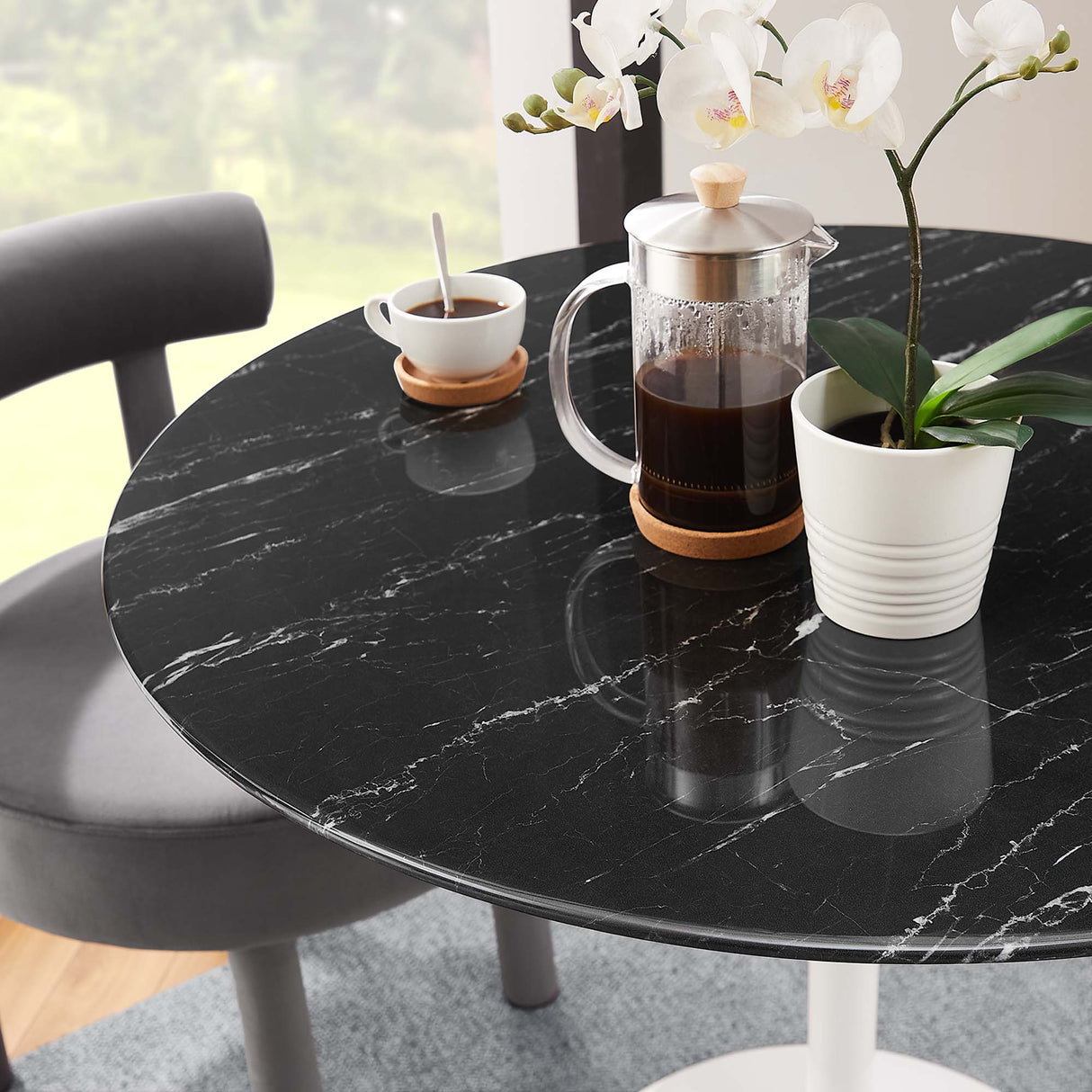 Lippa 36" Round Faux Marble Dining Table by Modway