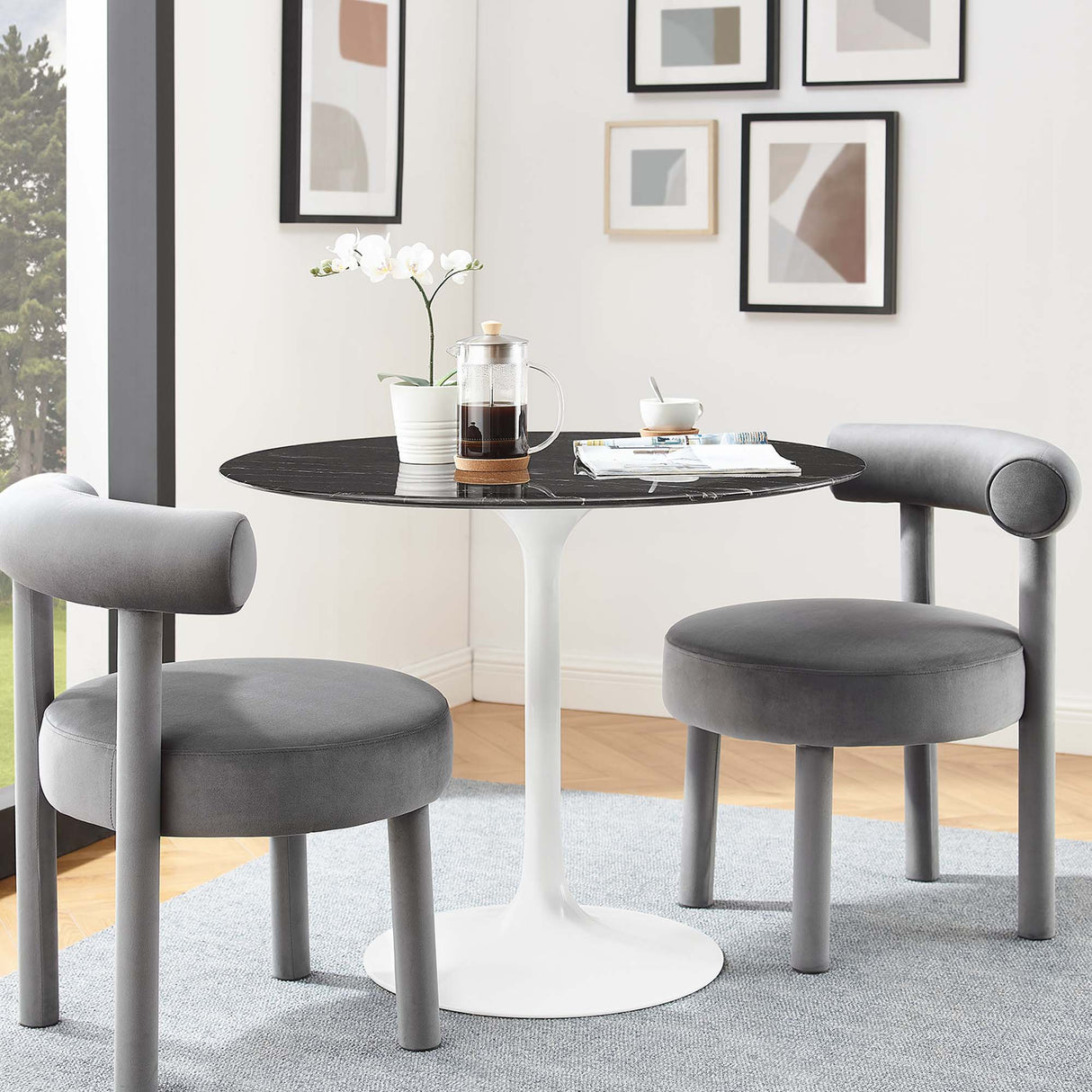 Lippa 36" Round Faux Marble Dining Table by Modway