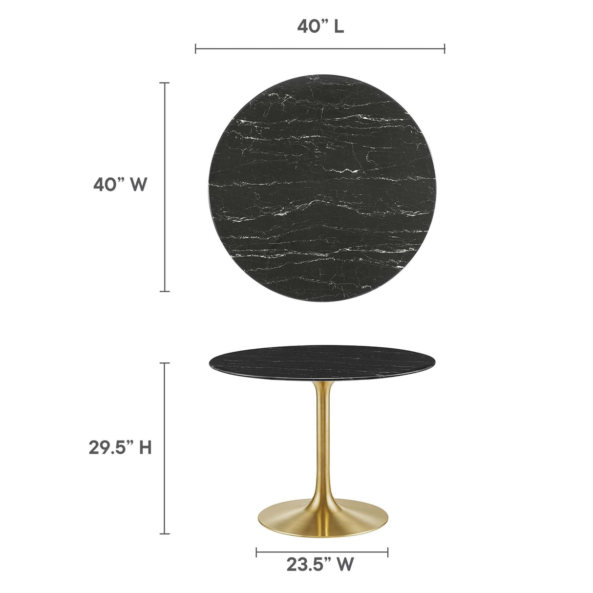 Lippa 40" Round Faux Marble Dining Table by Modway