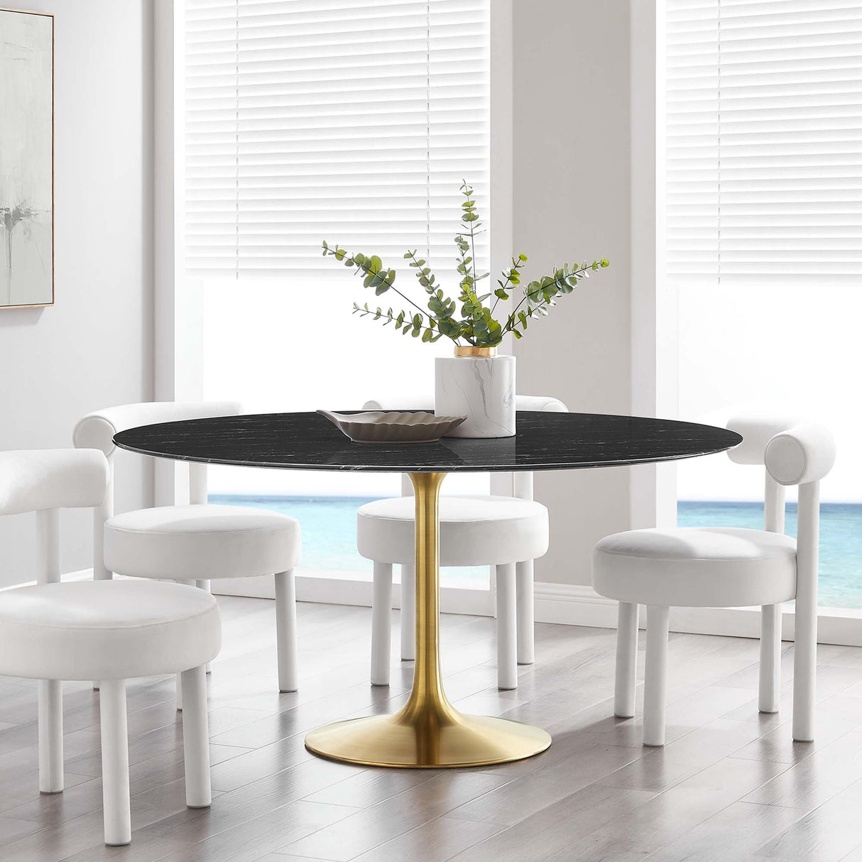 Lippa 60" Round Faux Marble Dining Table by Modway