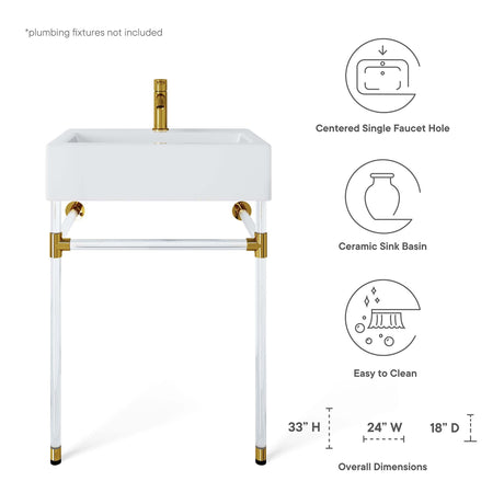 Redeem 24" Acrylic Wall-Mount Bathroom Vanity by Modway