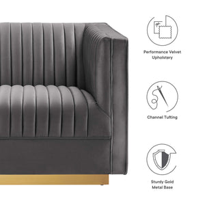 Sanguine 4-Piece Channel Tufted Performance Velvet Right-Facing Modular Sectional Sofa by Modway