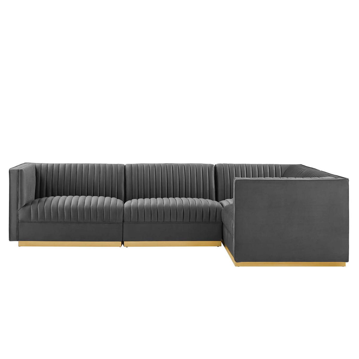 Sanguine 4-Piece Channel Tufted Performance Velvet Right-Facing Modular Sectional Sofa by Modway