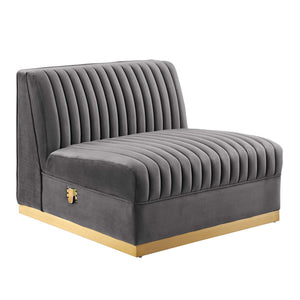 Sanguine 4-Piece Channel Tufted Performance Velvet Right-Facing Modular Sectional Sofa by Modway