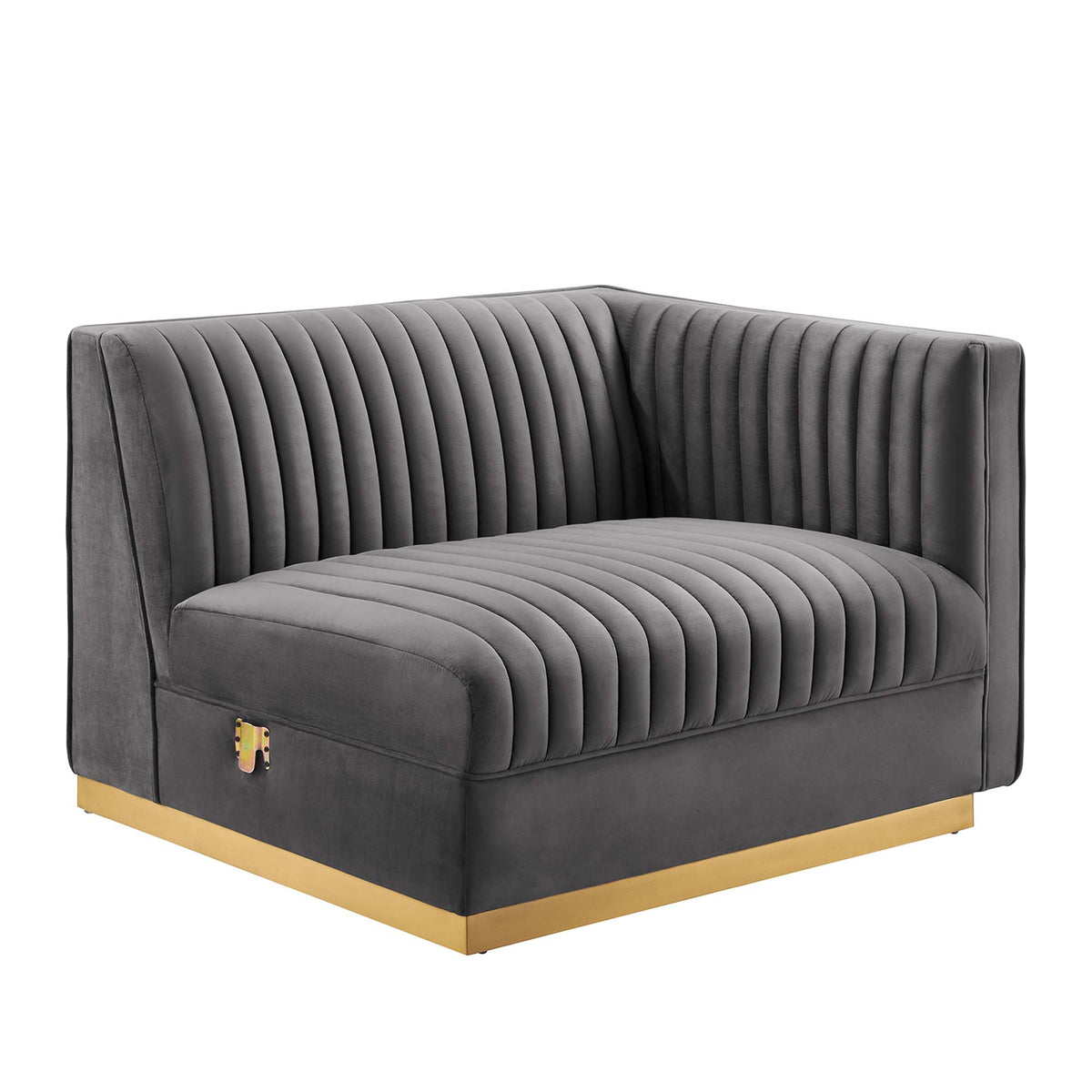 Sanguine 4-Piece Channel Tufted Performance Velvet Right-Facing Modular Sectional Sofa by Modway