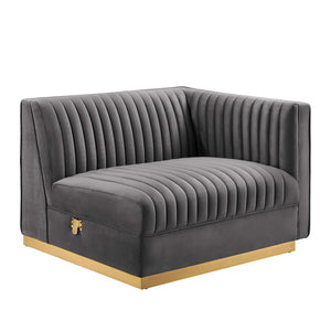 Sanguine 4-Piece Channel Tufted Performance Velvet Right-Facing Modular Sectional Sofa by Modway
