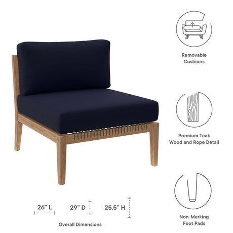 Clearwater Outdoor Patio Teak Wood Armless Chair by Modway
