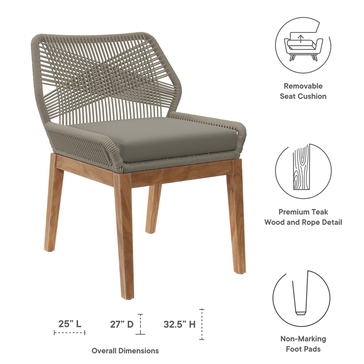 Wellspring 5-Piece Outdoor Patio Teak Wood Dining Set by Modway