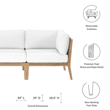 Clearwater Outdoor Patio Teak Wood Sofa by Modway
