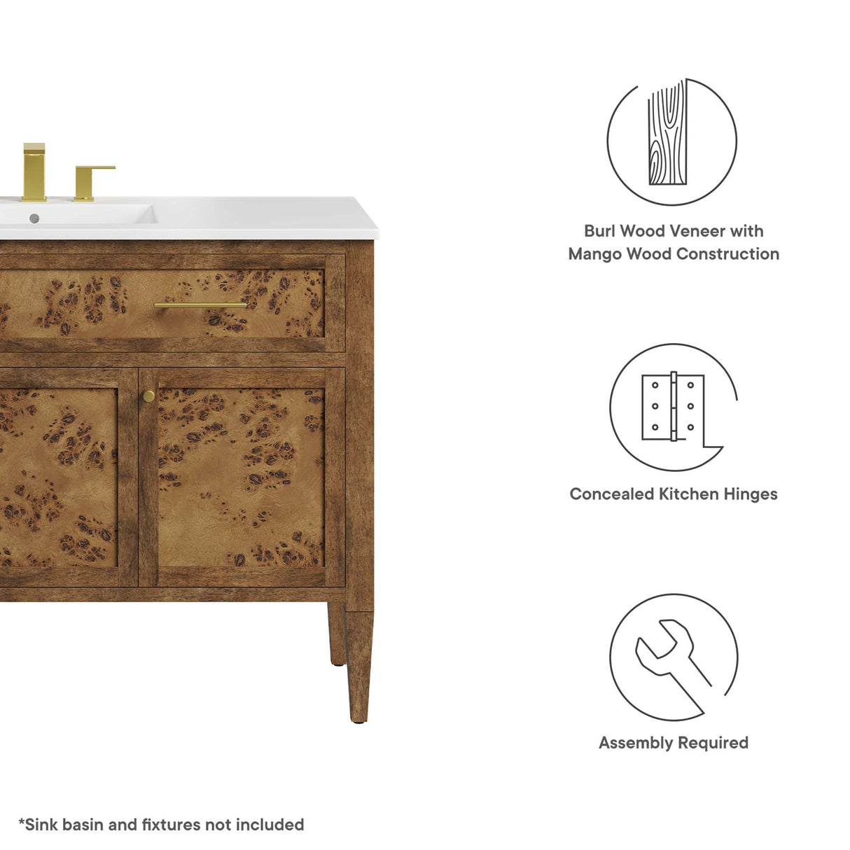 Elysian 48" Wood Bathroom Vanity Cabinet (Sink Basin Not Included) by Modway