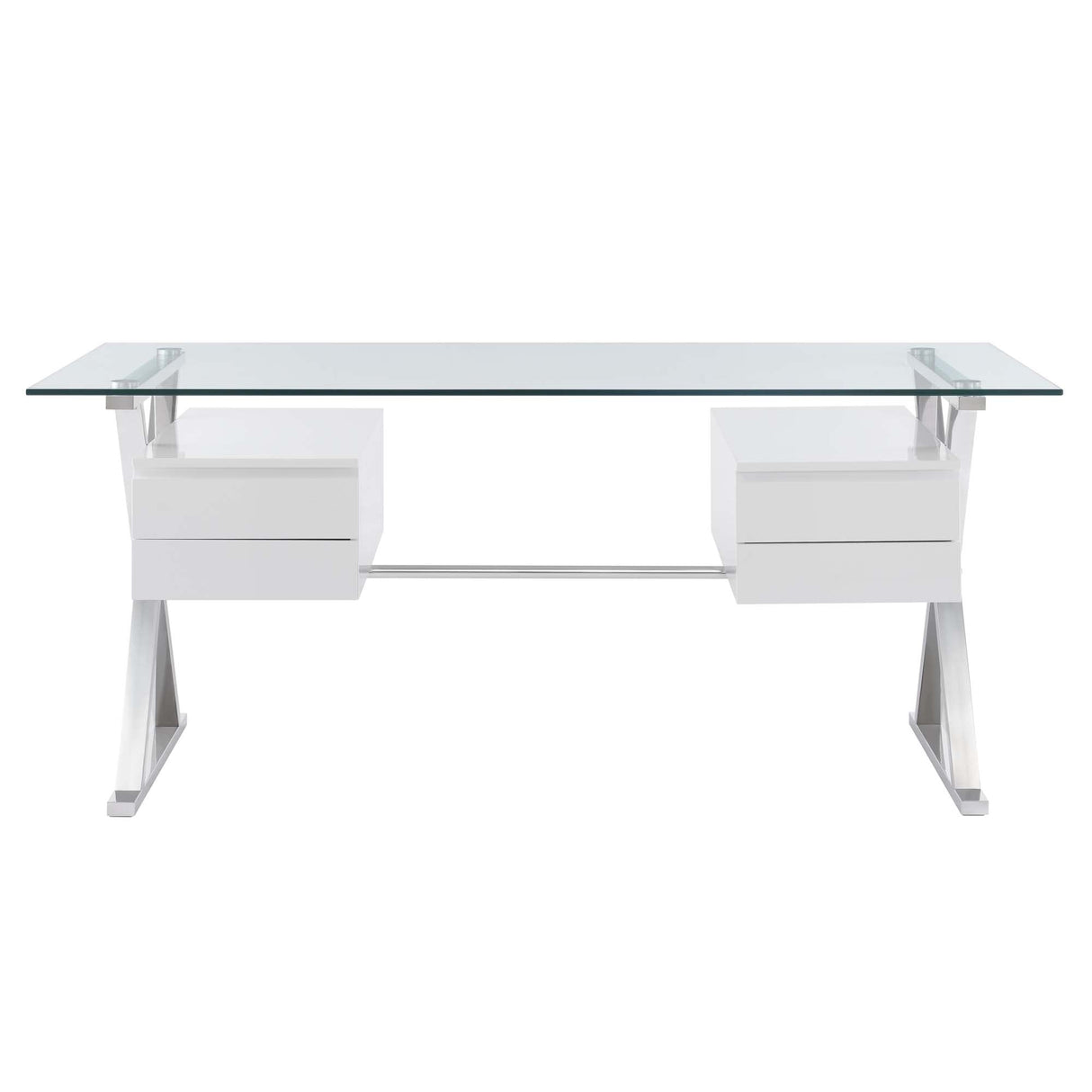 Sector 71" Glass Top Glass Office Desk by Modway
