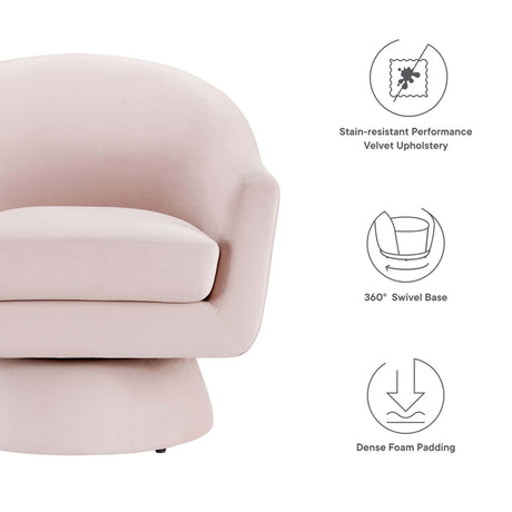 Astral Performance Velvet Fabric and Wood Swivel Chair by Modway