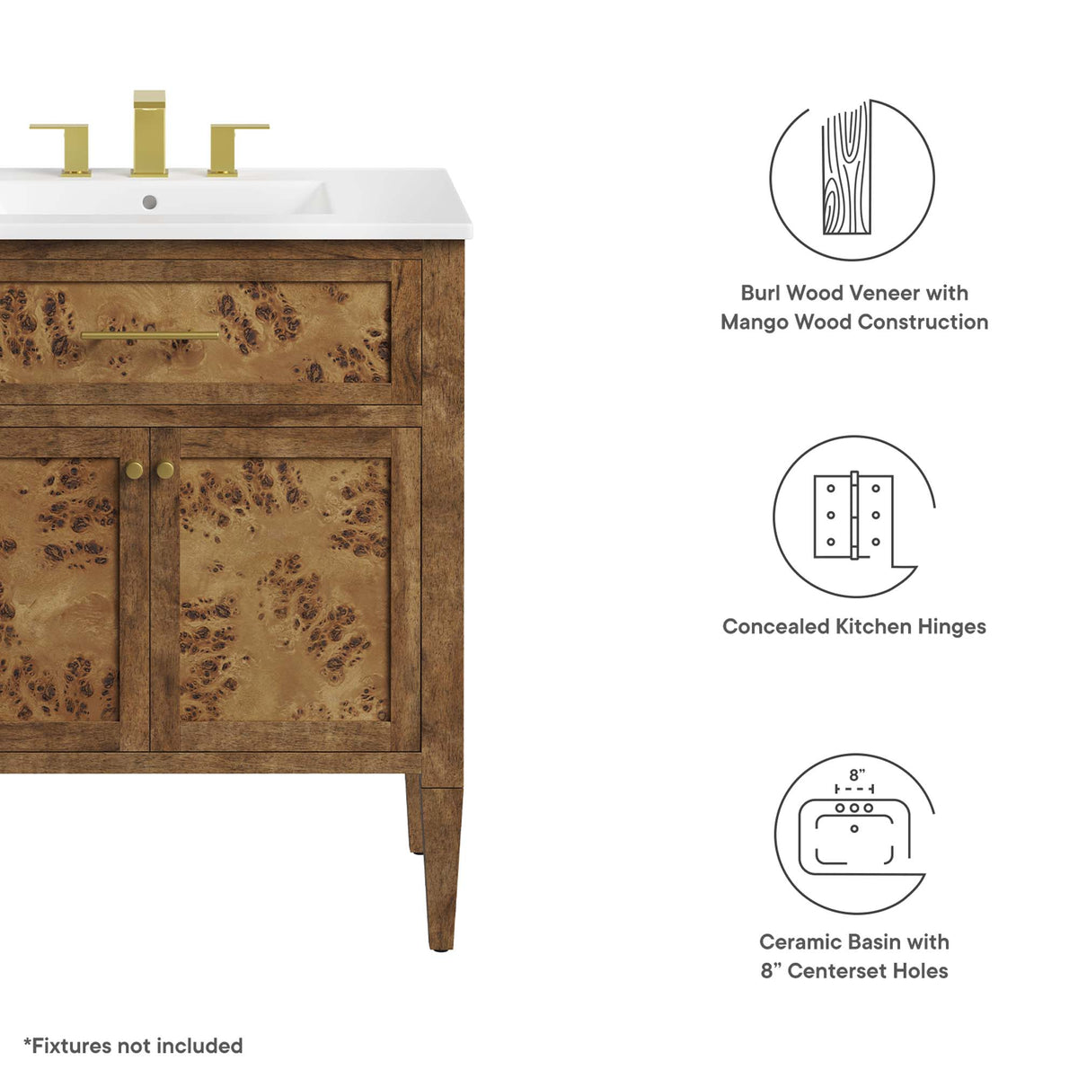 Elysian 30" Wood Bathroom Vanity by Modway