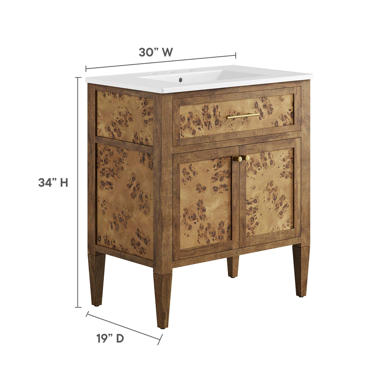 Elysian 30" Wood Bathroom Vanity by Modway