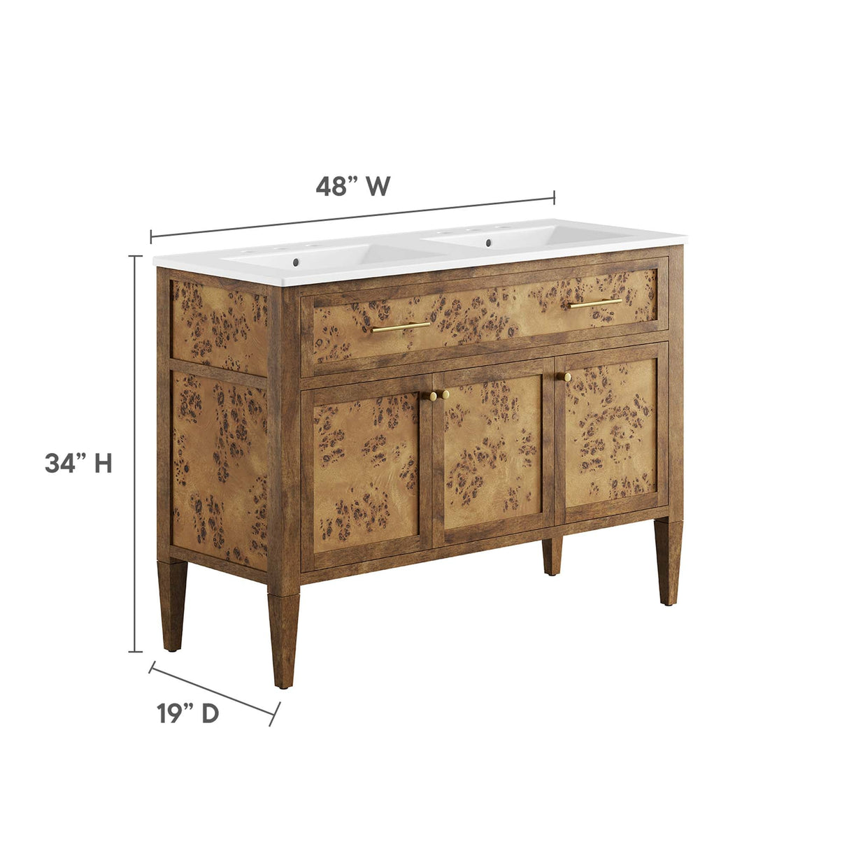 Elysian 48" Wood Double Sink Bathroom Vanity by Modway