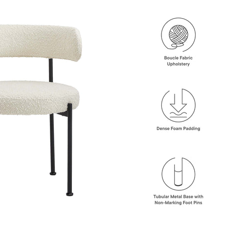 Albie Boucle Fabric Dining Chairs Set of 2 by Modway