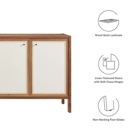 Capri 65" Wood Grain Sideboard Storage Cabinet by Modway