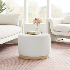 Tilden Large 23" Round Performance Velvet Upholstered Ottoman