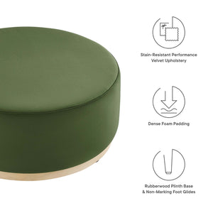 Tilden Large 38" Round Performance Velvet Upholstered Ottoman by Modway