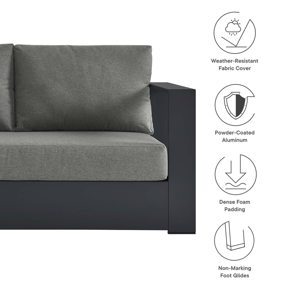 Tahoe 3-Piece Outdoor Patio Powder-Coated Aluminum Sectional Sofa by Modway