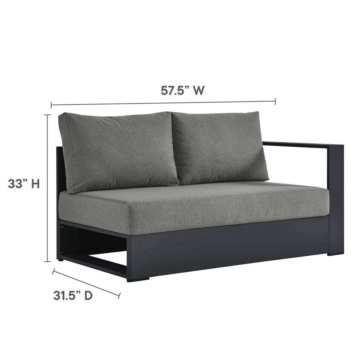 Tahoe 3-Piece Outdoor Patio Powder-Coated Aluminum Sectional Sofa by Modway