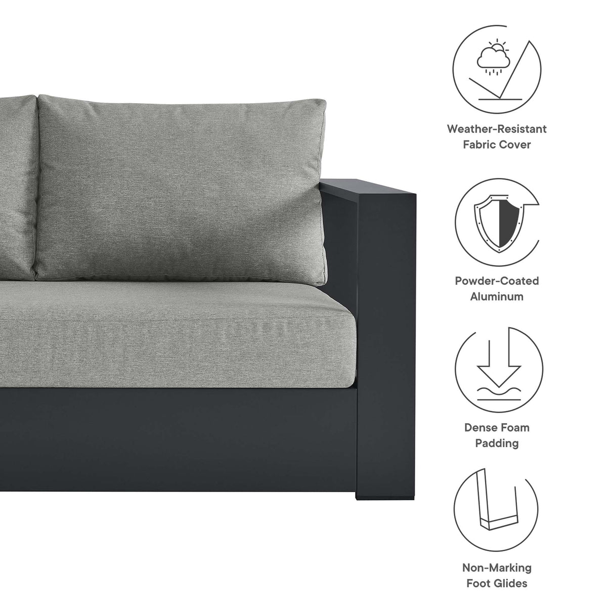 Tahoe 3-Piece Outdoor Patio Powder-Coated Aluminum Sectional Sofa by Modway