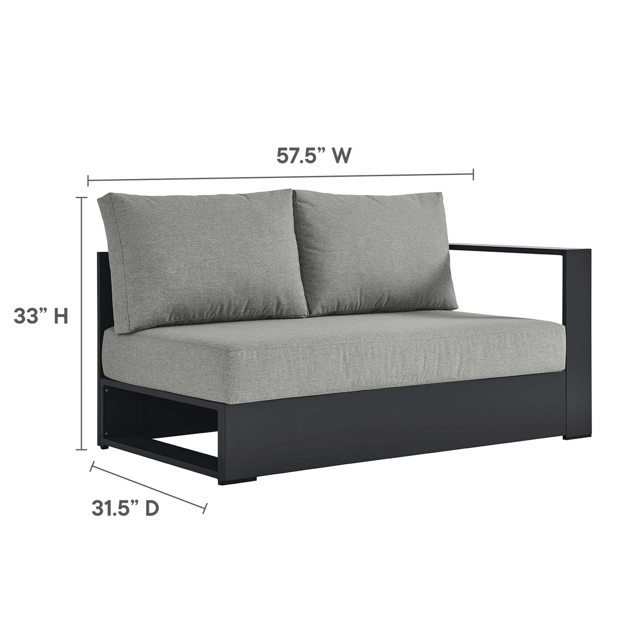 Tahoe 3-Piece Outdoor Patio Powder-Coated Aluminum Sectional Sofa by Modway