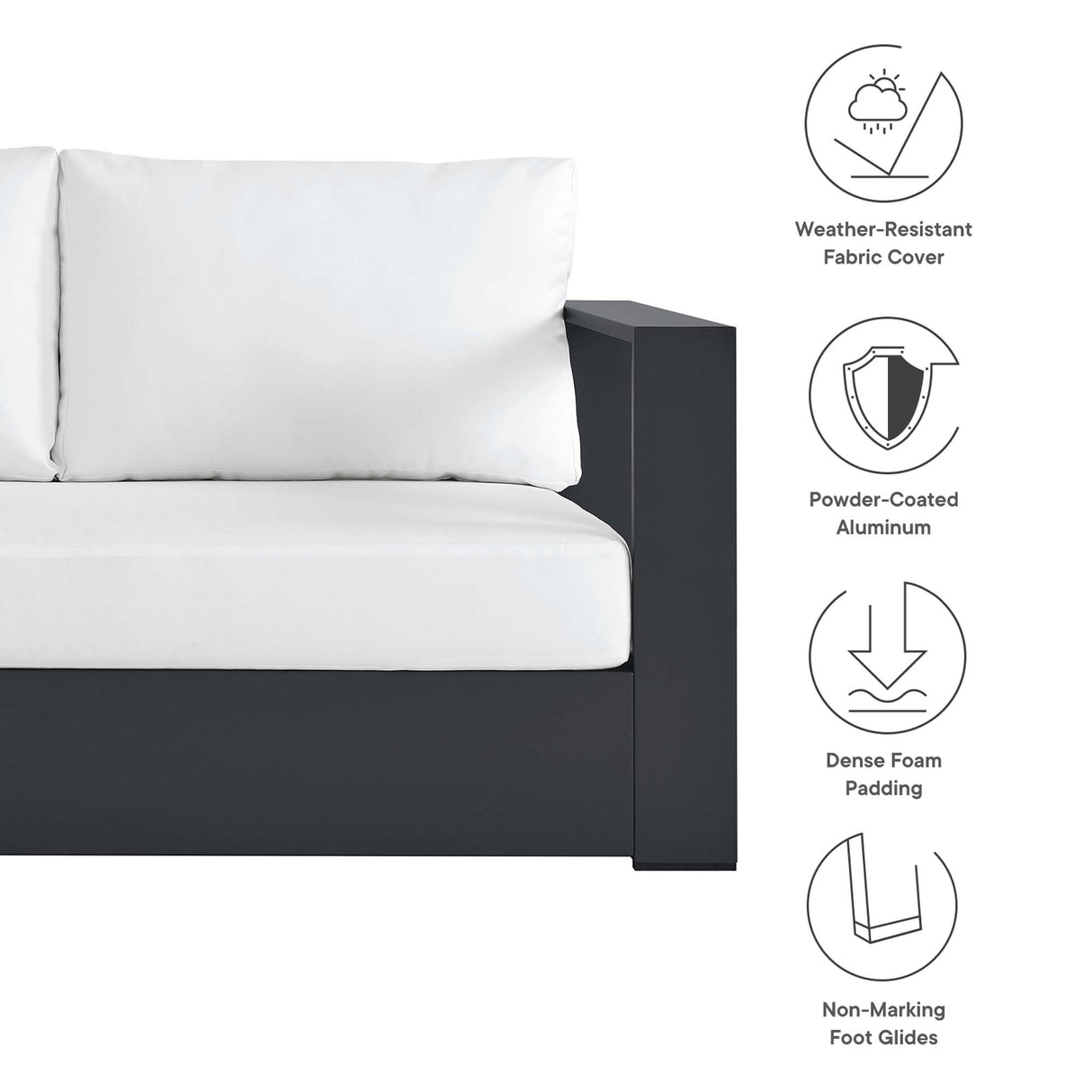 Tahoe 3-Piece Outdoor Patio Powder-Coated Aluminum Sectional Sofa by Modway