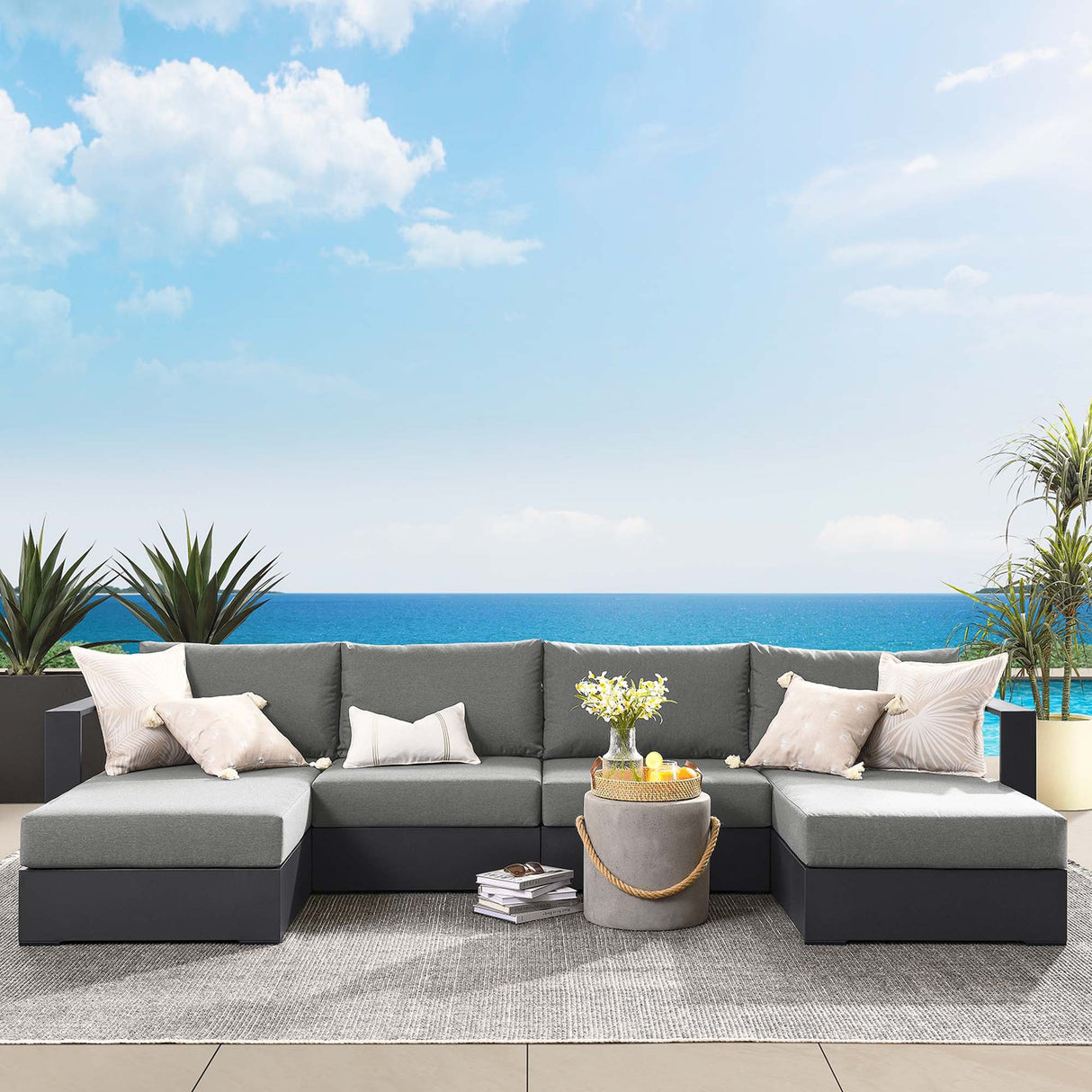 Tahoe 4-Piece Outdoor Patio Sectional Sofa Set by Modway