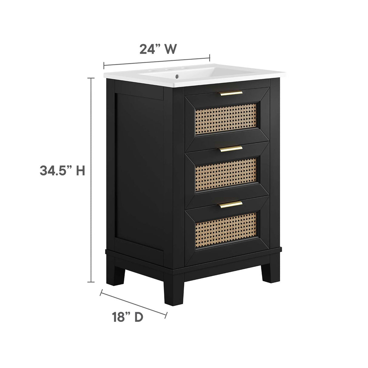 Dixie 24" Solid Wood Bathroom Vanity by Modway