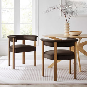 Imogen Performance Velvet Barrel Dining Chairs Set of 2 by Modway