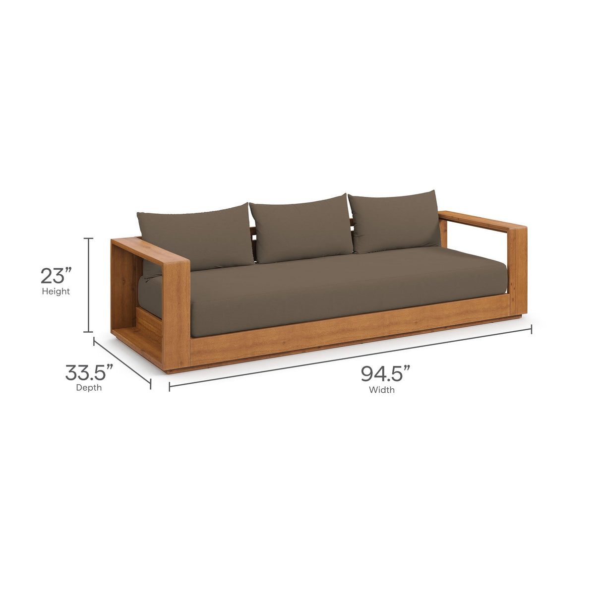 Tahoe 2-Piece Outdoor Patio Acacia Wood Sofa and Coffee Table Set by Modway