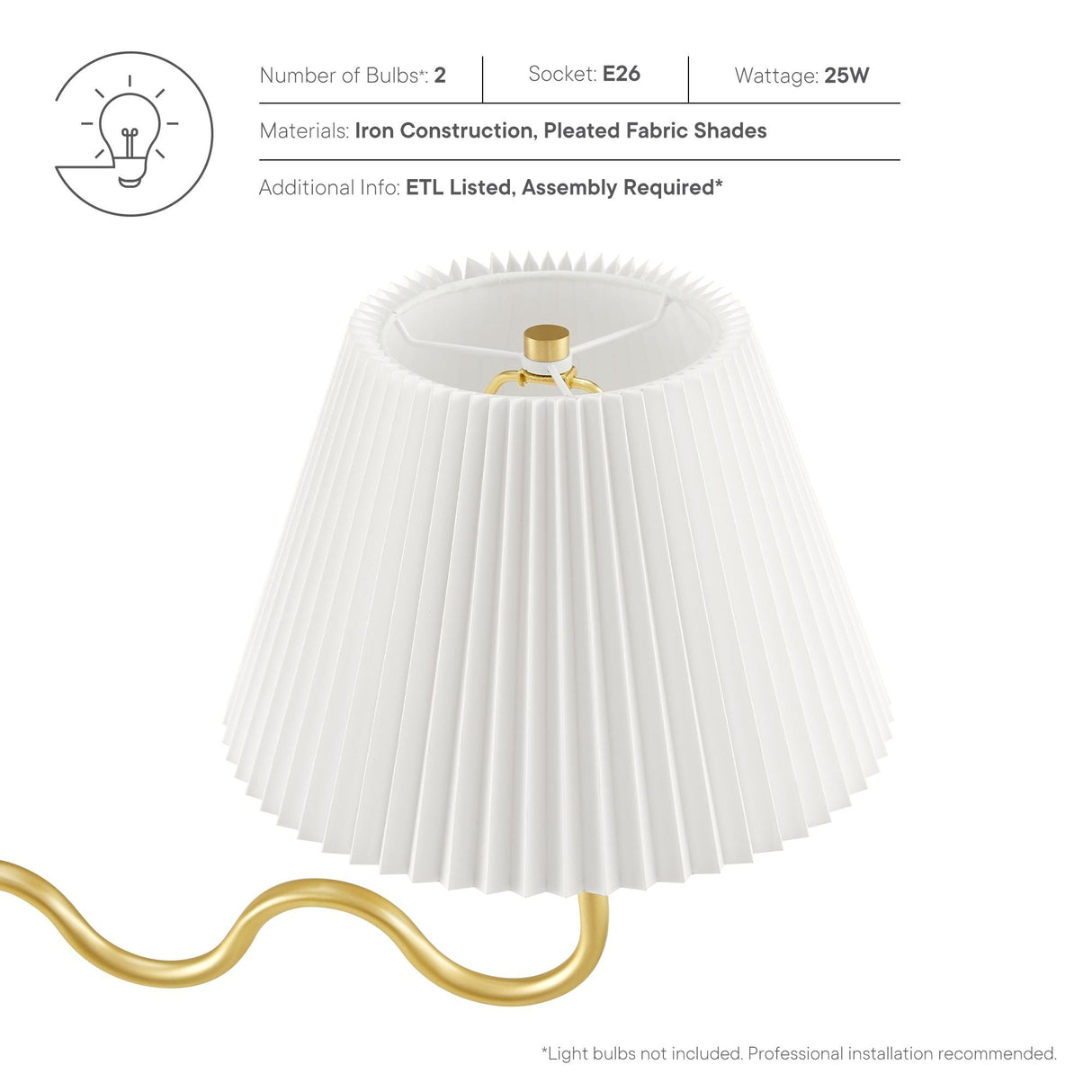 Wave Squiggle 2-Arm Pendant Light by Modway