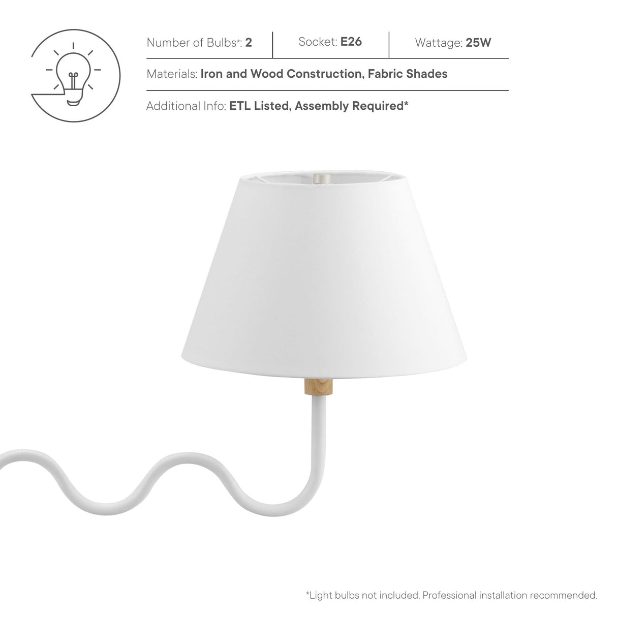 Sunlit Squiggle 2-Arm Pendant Light by Modway