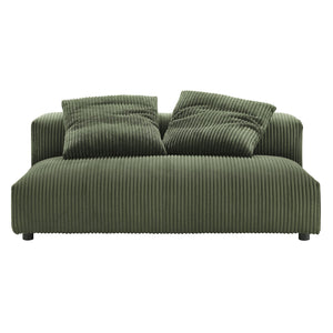 Solace Modular Corduroy Upholstered Armless Loveseat and Ottoman Set