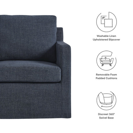 Serene Fabric Slipcovered Swivel Armchair by Modway