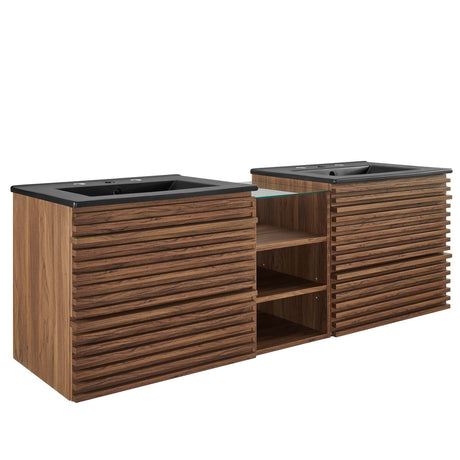 Render 62" Wall-Mount Double Sink Bathroom Vanity by Modway