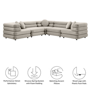 Jubilee 5-Piece Modular Performance Velvet Sectional Sofa by Modway