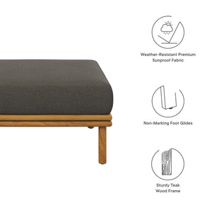 Wren Outdoor Patio Teak Wood Ottoman By Modway