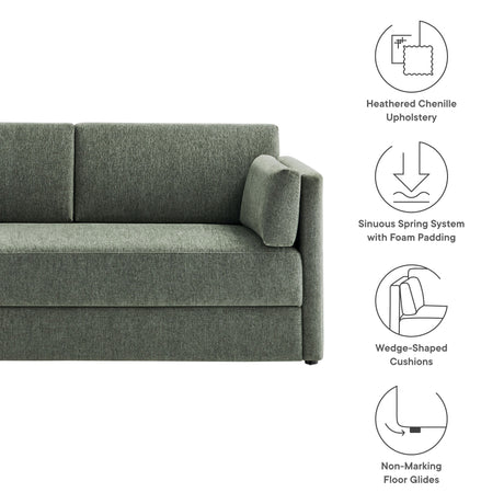 Linden Upholstered Heathered Chenille Small Sofa
