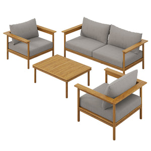 Wren 4-Piece Outdoor Patio Teak Wood Furniture Set by Modway