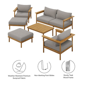 Wren 6-Piece Outdoor Patio Teak Wood Furniture Set by Modway